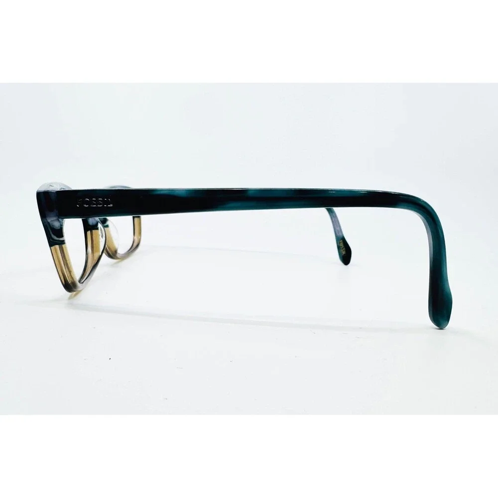 Fossil Corrin Eyeglasses Womens Teal Brown Cat Eye Frames RA5 135 52-16-135